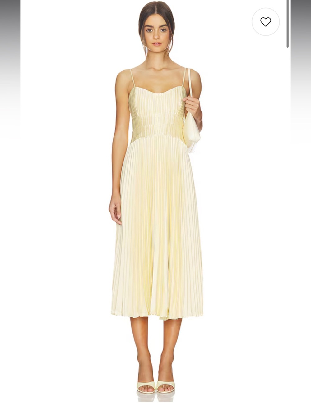 astr the label shionagh butter yellow satin bow detail pleated midi dress small